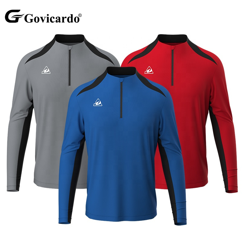 Custom Half-Zip Soccer Tracksuit Top Polyester Breathable Lo