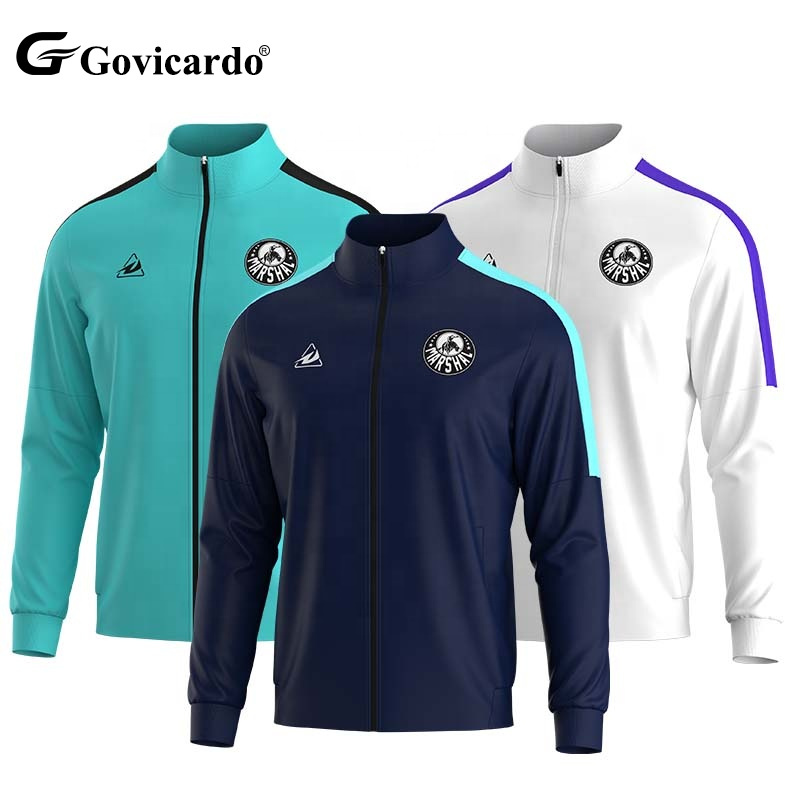 Custom Polyester Football Jacket Team Uniform Full Zip Stand