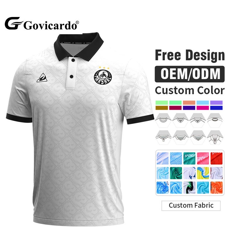 Factory Direct Custom Sublimation Soccer Jersey with Polo Collar Polyester Breathable Quick Dry Football Jersey Shirt for Team