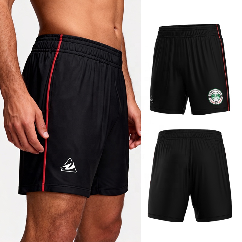 High Quality Black Piping Style Men's Football Shorts Custom
