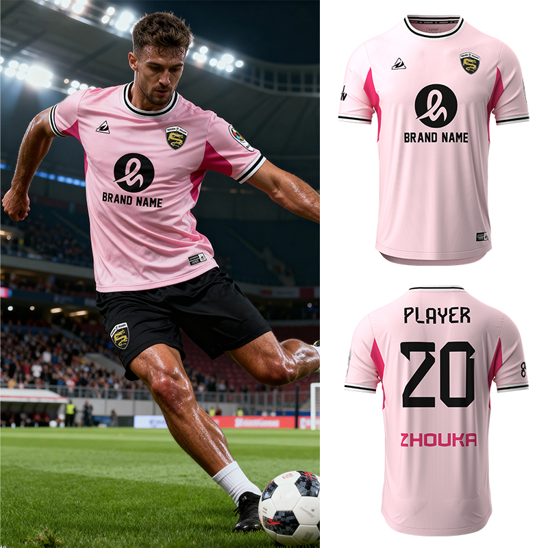 Custom Sport Jersey Pink Football Shirt Breathable Lightweig