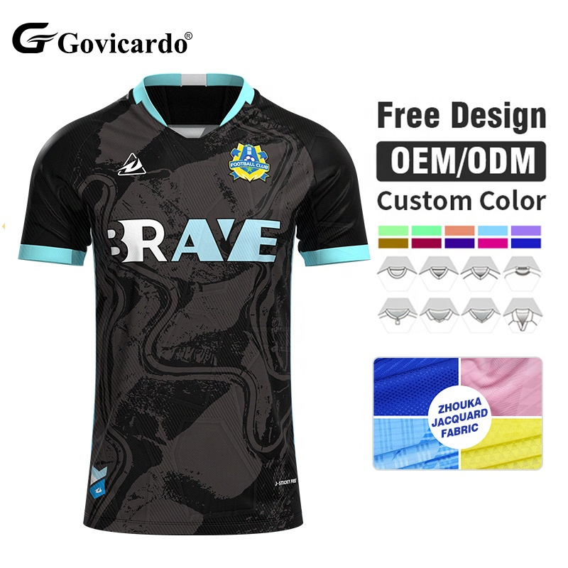 Premium Jacquard Soccer Jersey Manufacturer OEM Custom Sublimation Polyester Team Uniform Soccer Shirt Football Jersey for Men