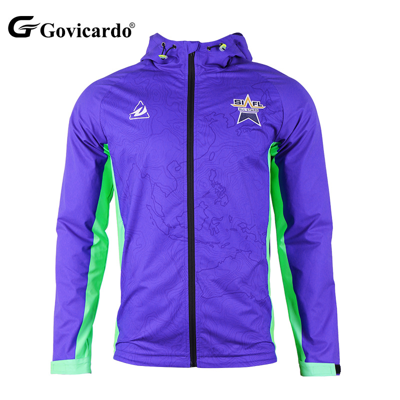 OEM Custom Sportswear Manufacturer Sublimation Football Team Uniform Sports Rain Jacket Soccer Windbreak for Outdoor Training