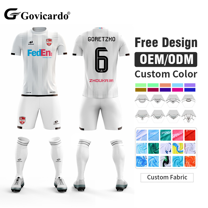 ODM Custom 100% Polyester Mens Soccer Uniform Full Set Light