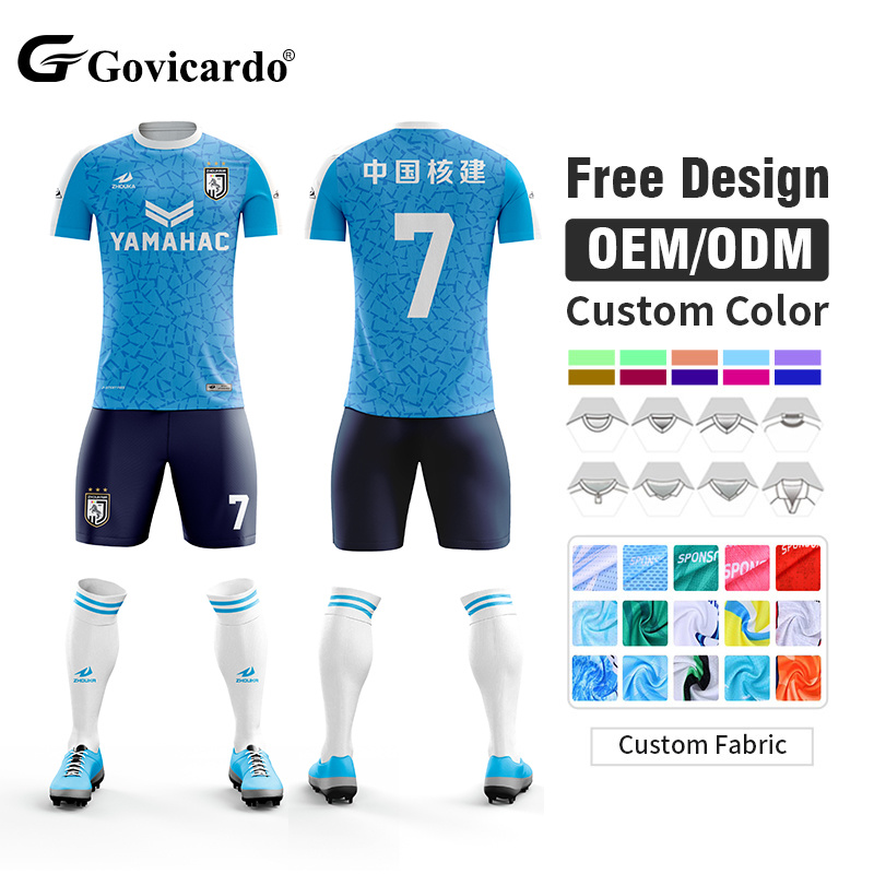 OEM Custom Men's Soccer Uniform Set Breathable Quick Dry Pol