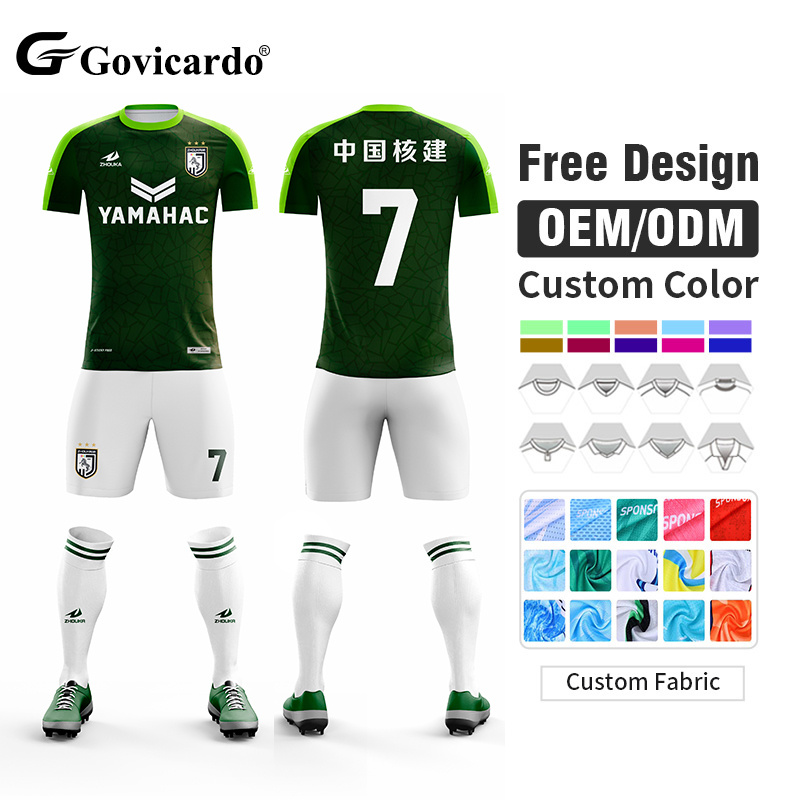 Wholesale Polyester Teamwear OEM Custom Soccer Uniform Full Set for Men High Quality Sublimated Football Jersey Soccer Kit