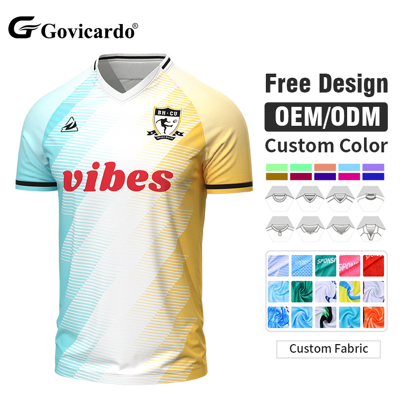 Football Shirt Manufacturer Customizable Team Names Breathable Lightweight Polyester Soccer Wear with Sublimation Printing