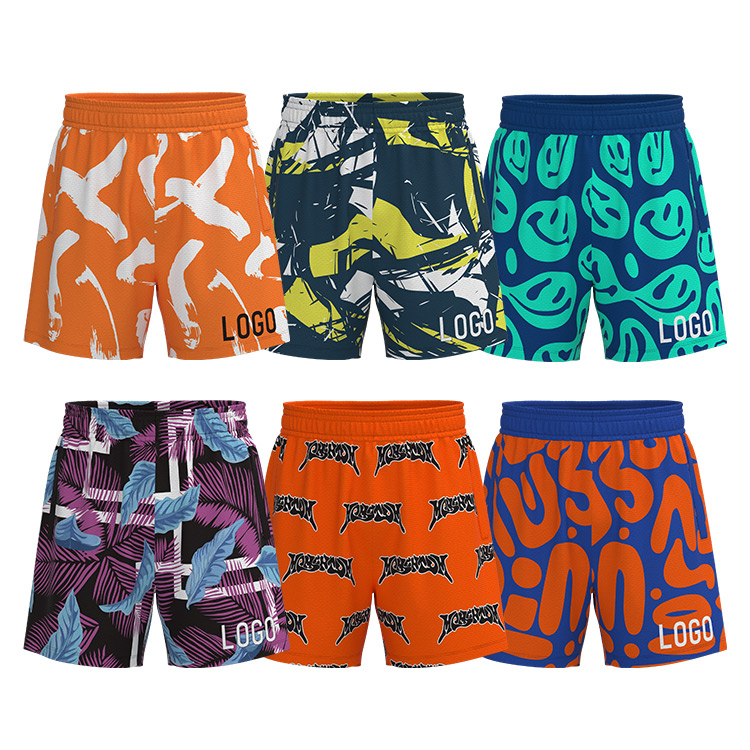 Wholesale Custom Men Mesh Blank Vintage Basketball Shorts Outdoor Sport Pocket Embroidered Basketball Shorts