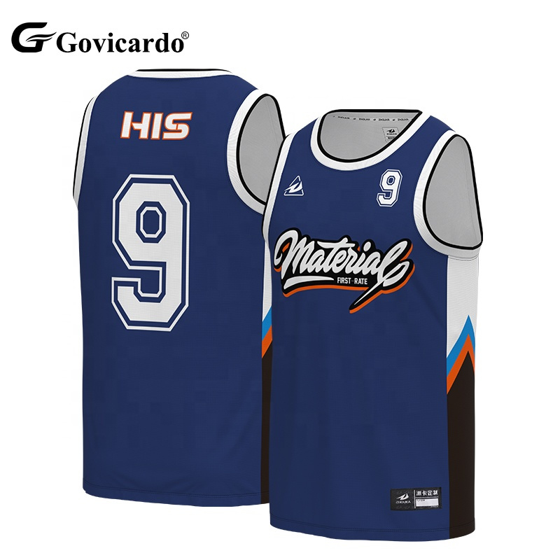 New Style Custom Reversible Basketball Jersey Embroidery Breathable Basketball Uniform Design  Men'S Basketball Jerseys Singlet
