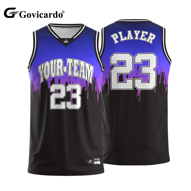 Custom Sublimation Printed Gradient Blue Youth Basketball Ve
