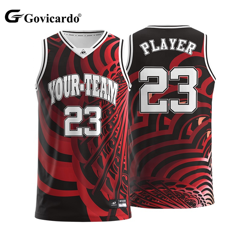 Wholesale Custom Heat-Transfer Printed Breathable Red Sports