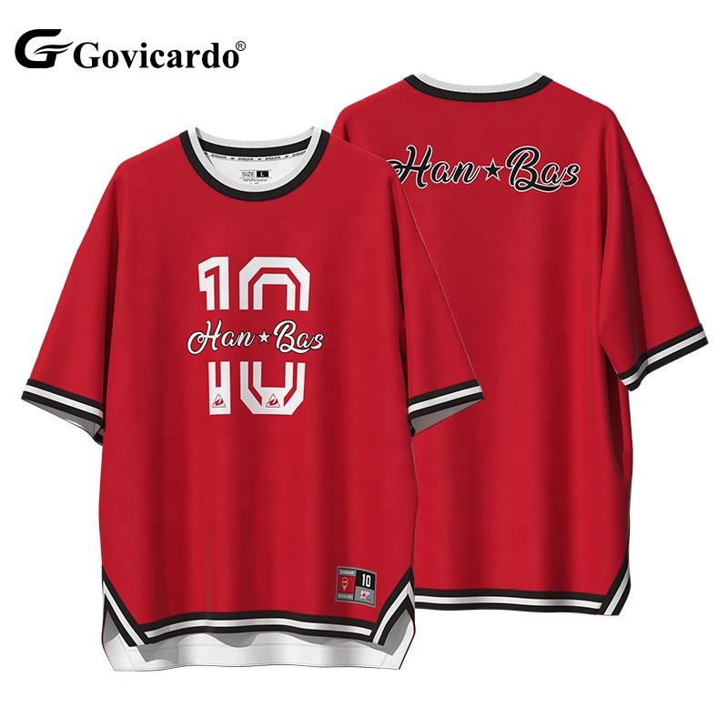 Custom Designed Men's Gym Sports Boxy Jersey Shirt Polyester Streetwear with Drop Shoulder Printed Basketball Jersey T Shirt