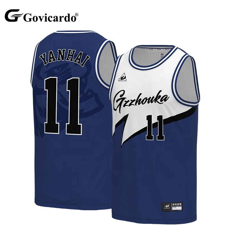 Custom Heat-Transfer Printed Men's Basketball Wear Singlet Breathable Quick Dry Polyester Mesh Uniform Tops Comfortable Jersey