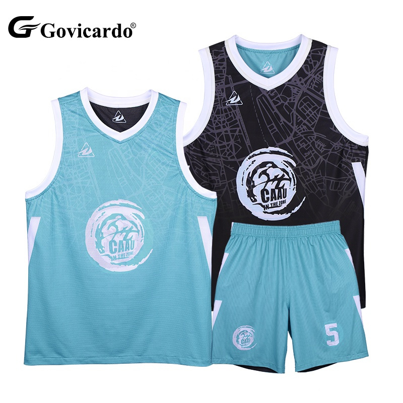 Custom Your Own Team Sublimation Double Side Men Basketball Uniforms Breathable Mesh Sportswear Reversible Basketball Jersey Set