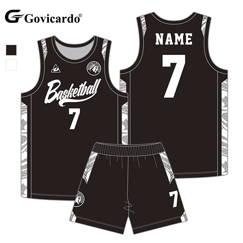 Quick Dry Basketball Clothes for Men Reversible Black Basketball Uniforms Sets  Custom Sublimation Plain Basketball Jersey Set