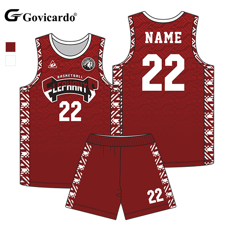 Custom Basketball Uniforms Lazer Cut China Manufacturer Reversible Basketball Clothes Men's Basketball Jersey Top and Shorts Set