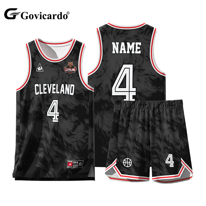Custom Retro Basketball Uniform Sets High Quality Sublimation Sport Training Reversible Vest Pants Kit for Men Plus Size