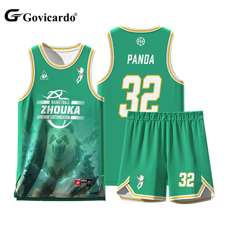 OEM Custom Men's Quick Dry Basketball Jersey Sets Breathable Reversible Sport Wear with Digital Sublimated Logo Printing