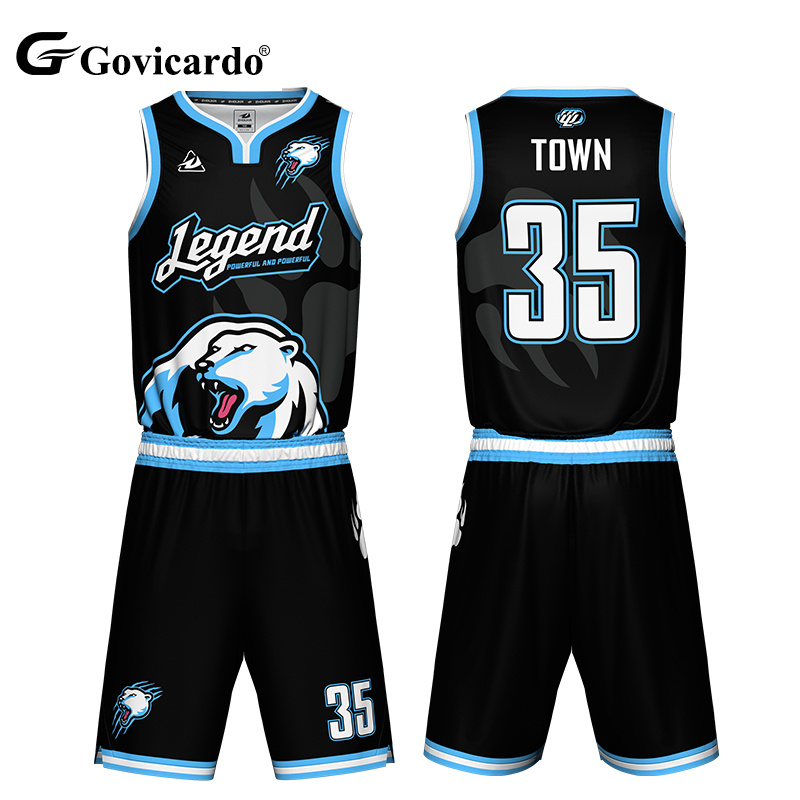 Wholesale Custom Reversible Sublimation Printed Basketball Jersey Plus Size Breathable Basketball Uniforms Shorts Set for Men