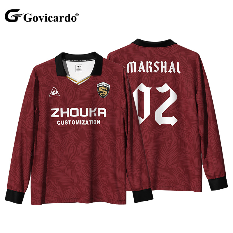 Custom Retro High Quality Vintage Long Sleeve Soccer Jersey Streetwear Top Style Football Shirt Automated Cutting Sportswear