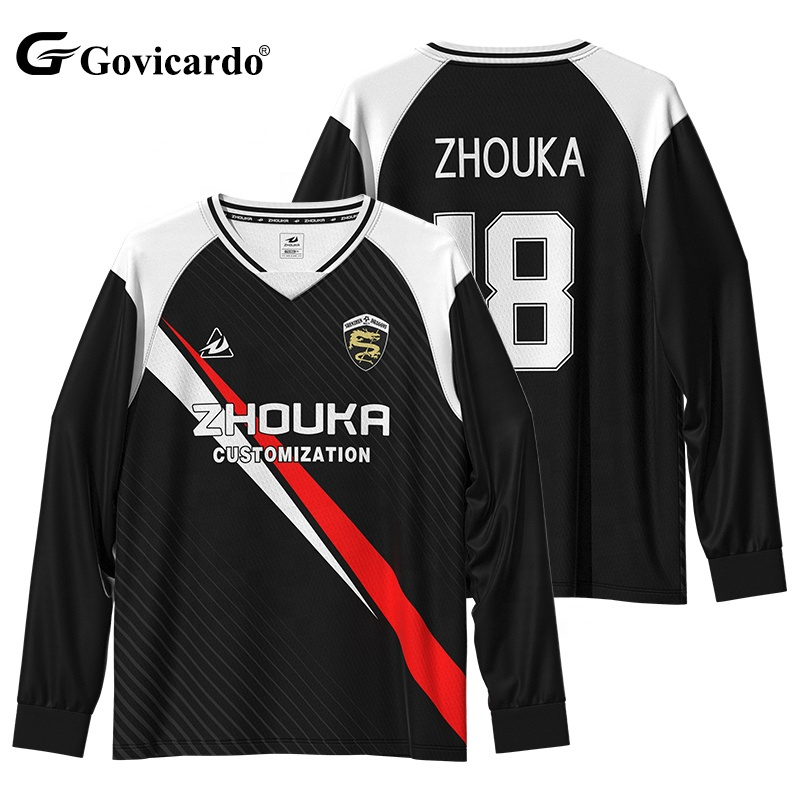 High Quality Retro Vintage Long Sleeve Football Jersey Custom Sublimated Name Print Stylish High Style Soccer Wear
