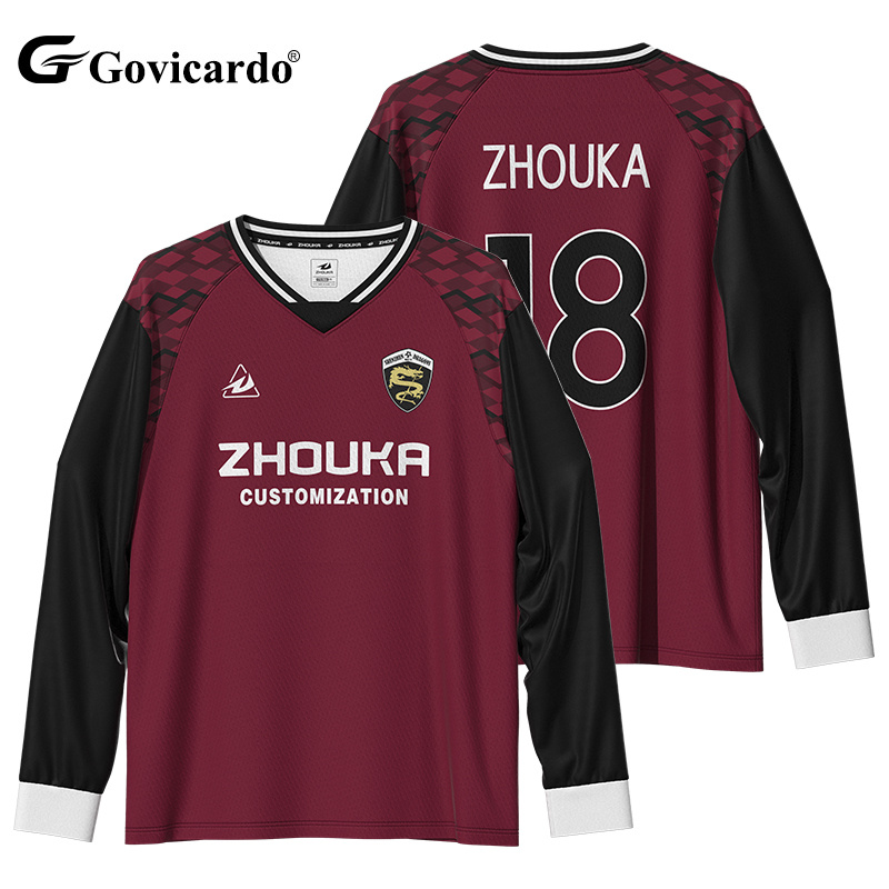 OEM Customizable Breathable Sublimation Logo Soccer Jersey Vintage Long Sleeve Football Shirts Wholesale Soccer Wear