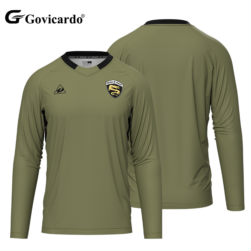 OEM Custom Lightweight Long-Sleeve Soccer Jersey Breathable Polyester Training Shirt  Name Printing Sublimation Football T-Shirt