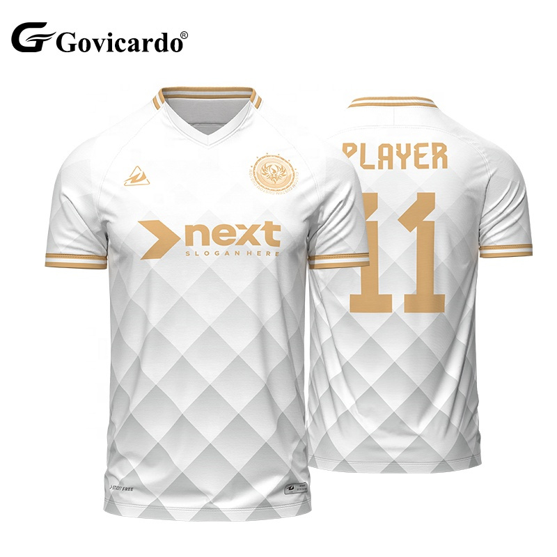 Oem High Quality V Neck Design Embroidered Football Jersey Tracksuit Sport Quick Dry Sublimated Soccer Wear Uniform Retro Shirt