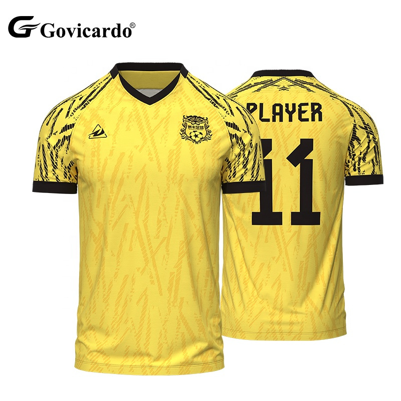 Custom V Neck Men Shirt Embroidered Logo Soccer Uniform Wear Retro Printed Breathable Quick Dry Football Jersey Tracksuit