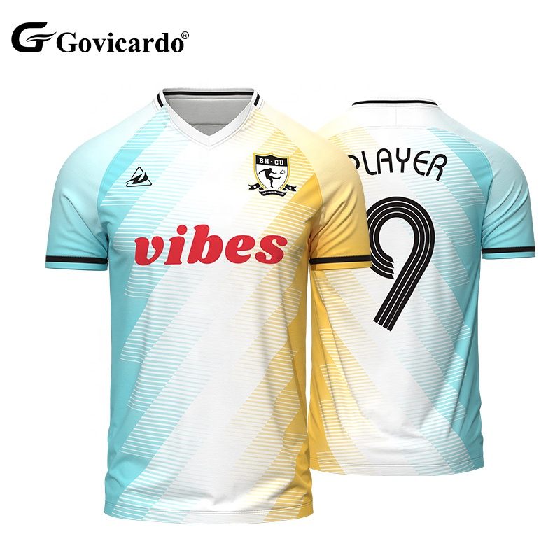 Custom Logo and Number Retro V-Neck Soccer Jersey Uniform Em