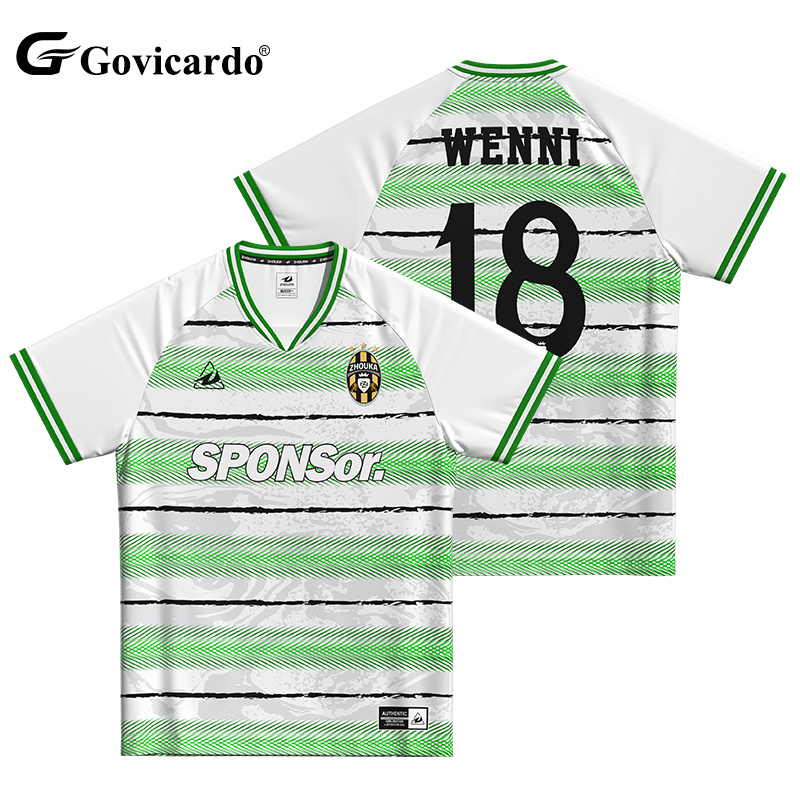 Sublimation Pattern  Football Jersey Classic Retro  Striped Design Club Embroidery Logo Sports Wear Shirts Custom Soccer Jersey