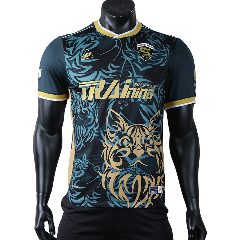 OEM Custom High Quality Jacquard Football Shirt Golden Men's