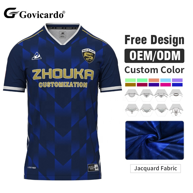 Factory Price Polyester Jacquard V-Neck Ribbed Cuffs Soccer 