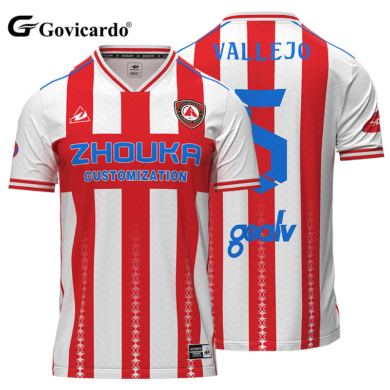 Customizable Polyester Jacquard Striped Soccer Jersey Set Fa