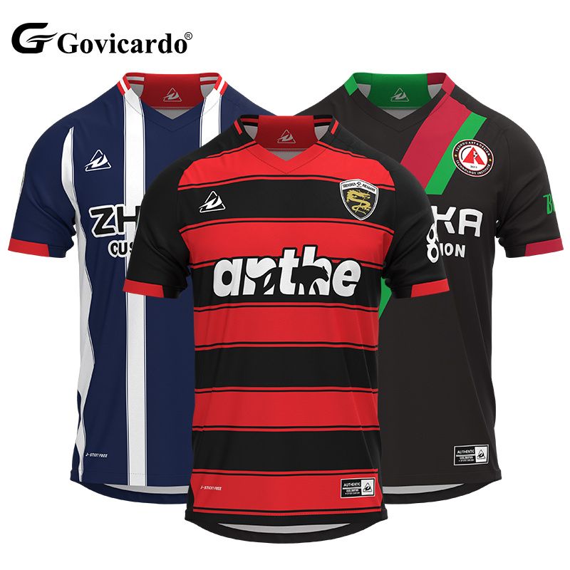 OEM Custom Lightweight Breathable Striped Jacquard Polyester Soccer Jersey Shirt Breathable Comfortable Player Version Wear