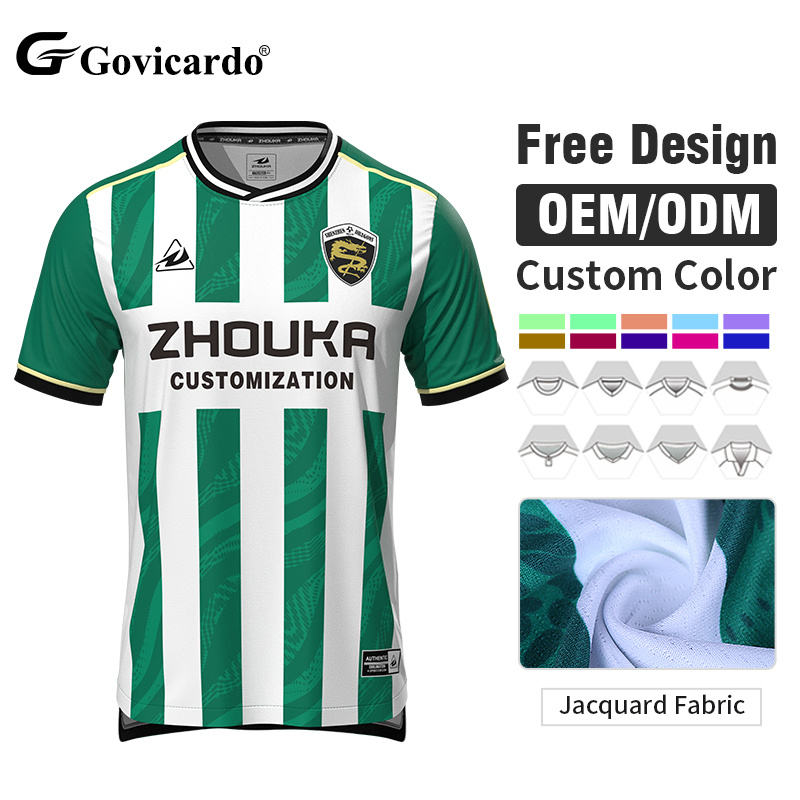 Lightweight Striped Soccer Shirt Custom Polyester Recycled Jacquard Fabric Sublimation Sports Player Version Football Jersey