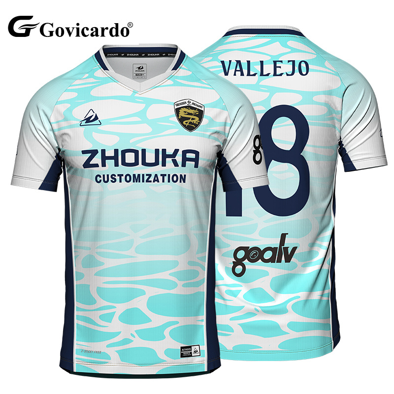 Professional Soccer Team Uniform Customization Polyester V-Neck Design Jersey for Game Automated Cutting Technique Purchase Club