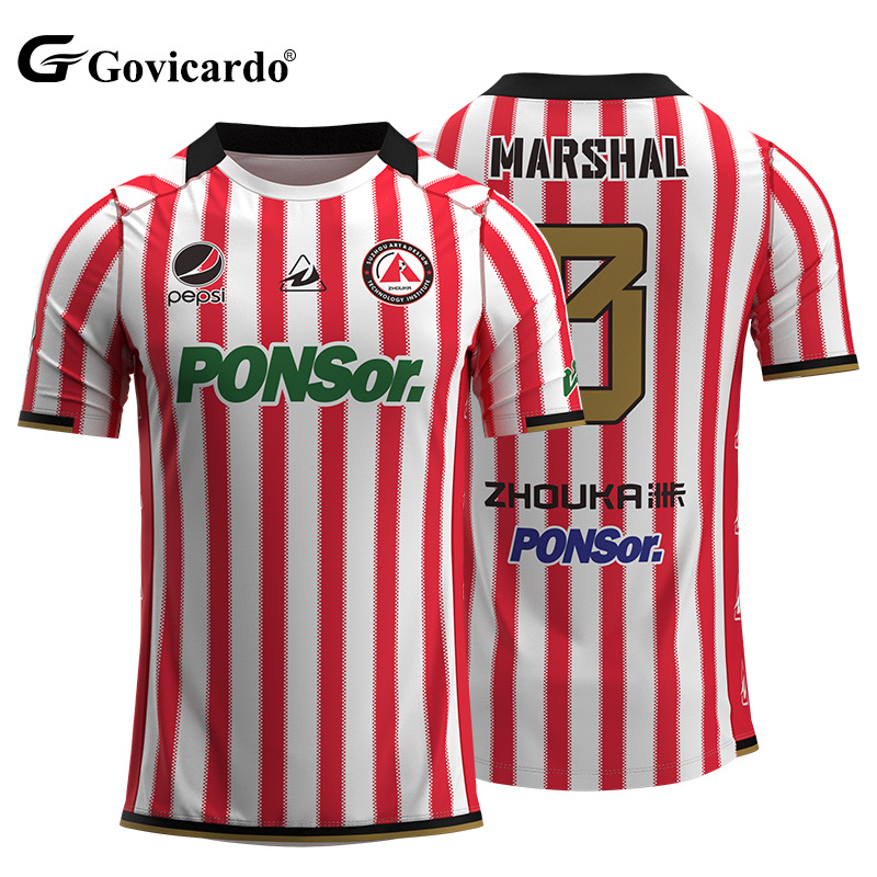 Factory Supplier Soccer Uniform Manufacturer OEM Bulk Custom Sublimation Professional Match Striped Team Jersey Football Shirts