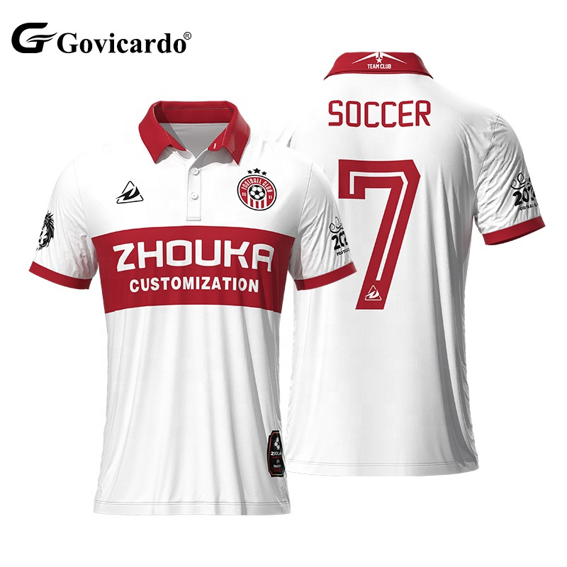 OEM Custom Design Own Personalized Logo Pattern Men Polo Football Shirt 100%Polyester Digital Print Soccer Jersey for Men