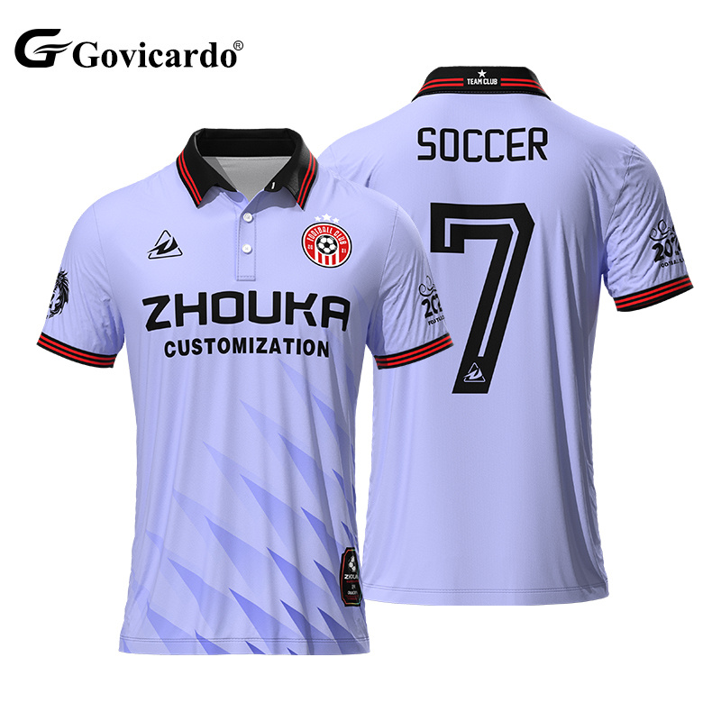 Wholesale Sublimation Printing Polyester Custom Soccer Jersey Wear Sports Retro Polo Collar Classic Football Shirts for Men