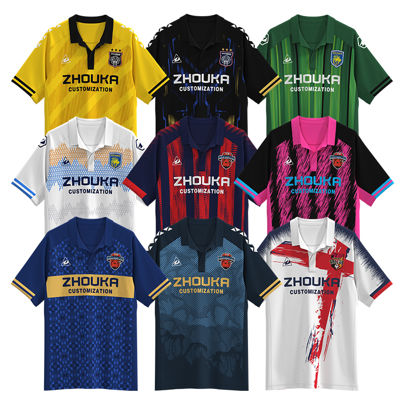 Custom Men's Retro Soccer Polo Shirt Breathable Polyester All-Print Personalized Sublimated Football T-Shirt Automated Cutting