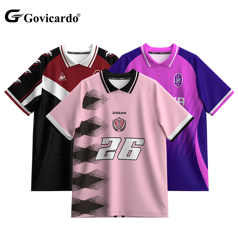 OEM Custom Lightweight Polyester Soccer Polo Jersey Breathab