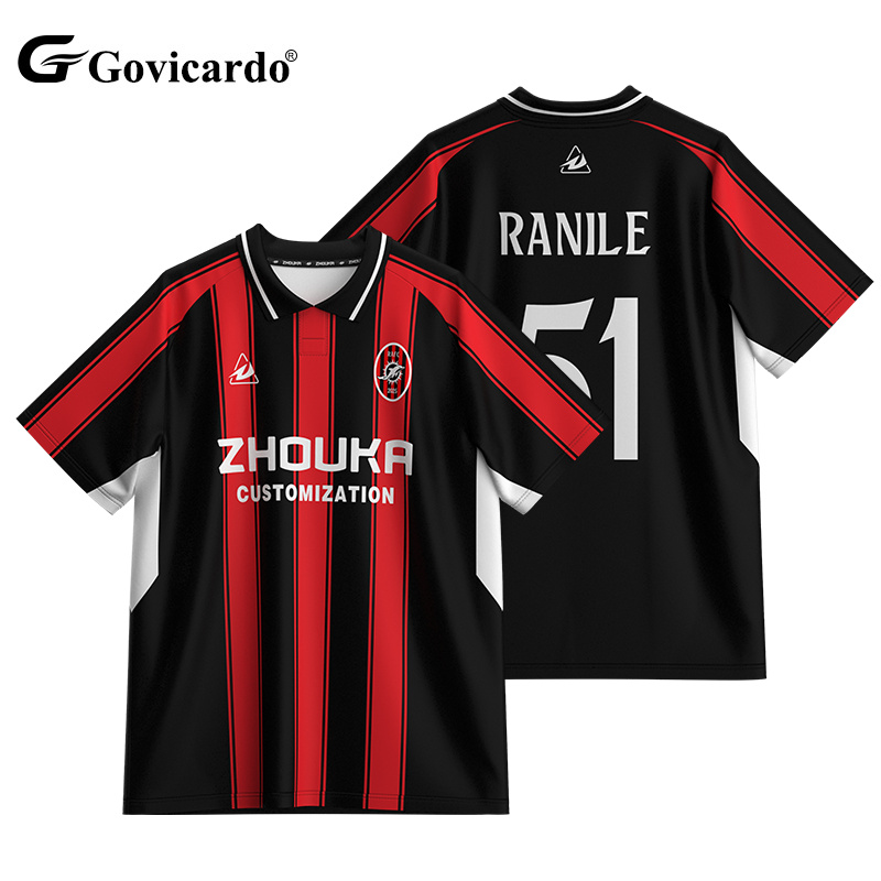 OEM Custom Retro Soccer Jersey Polo Shirts Breathable Men's 