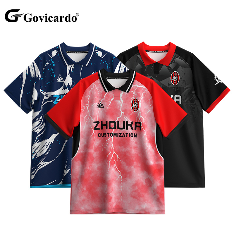 OEM Custom Lightweight Polyester Soccer Polo Jersey Breathable Team Uniform Sublimation Print Custom Football Shirt Soccer Wear