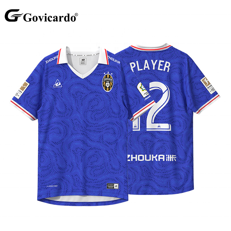 Wholesale Sublimation Blue Retro Football Jersey New Design Original Quality Retro Soccer Jersey Custom Vintage Football Shirt
