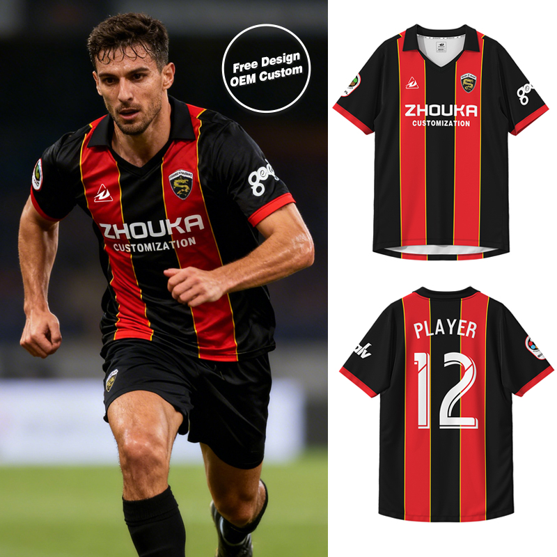 Full Sublimation Striped Retro Design Soccer Jersey With Col