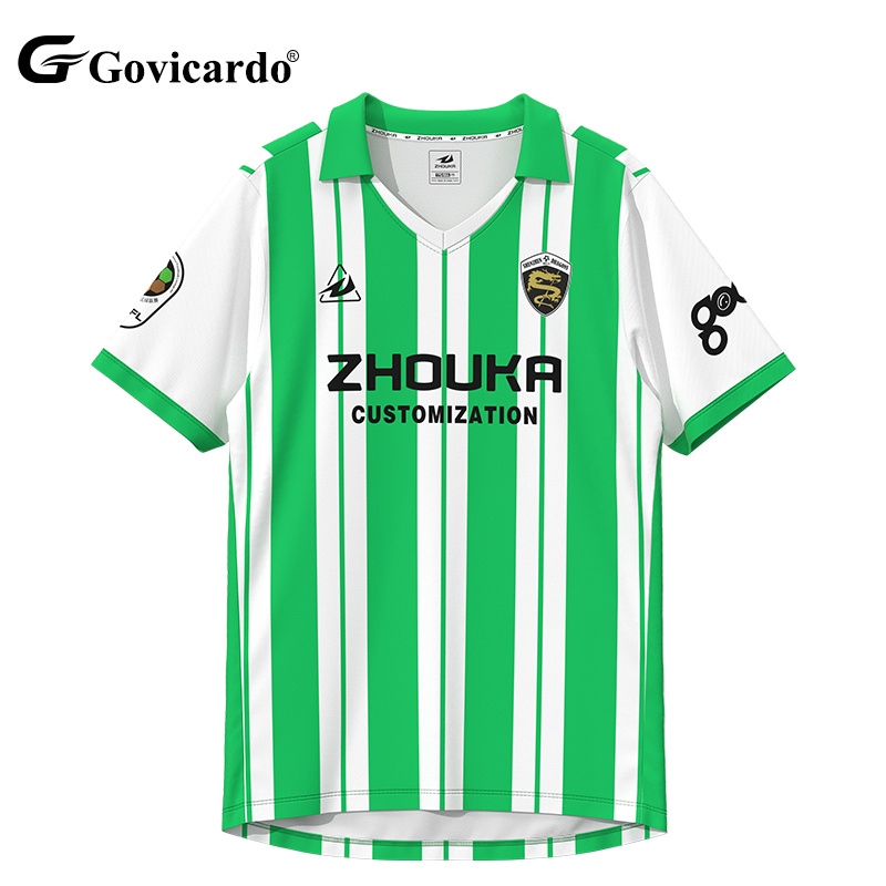 Custom Sublimated Men's Streetwear Retro Soccer Jersey Polyester Vintage Striped Design Polo Collar Fans Version Football Shirt