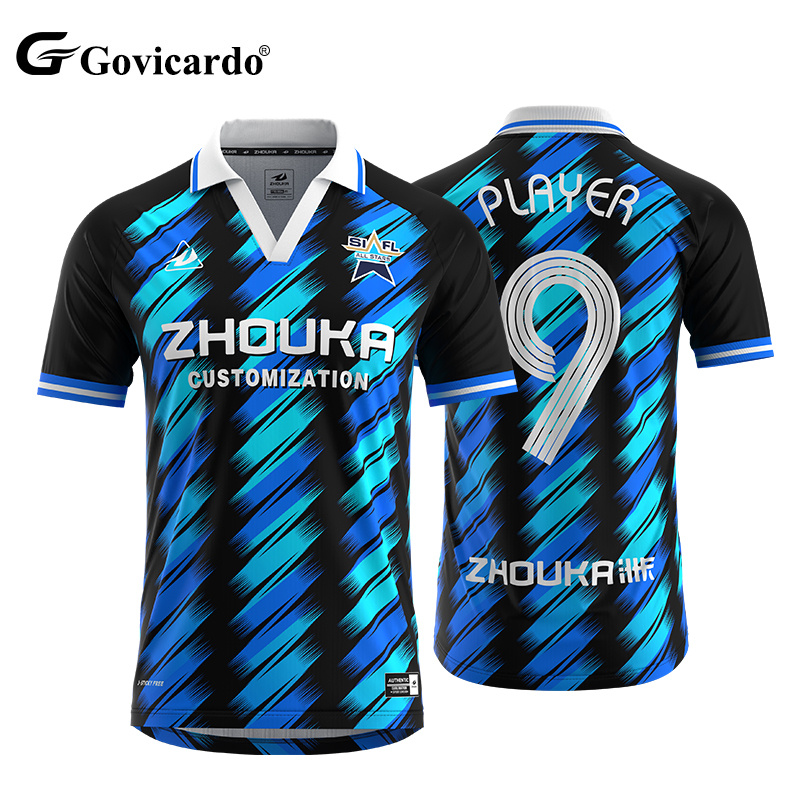 Accept Custom Designs Sublimation Pattern Polo Collar Fan Street Soccer Shirt Breathable Soccer Jersey Football T-Shirts
