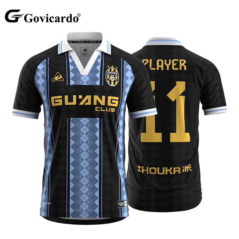 Custom Black Retro Soccer Jersey T-Shirts Breathable Vintage