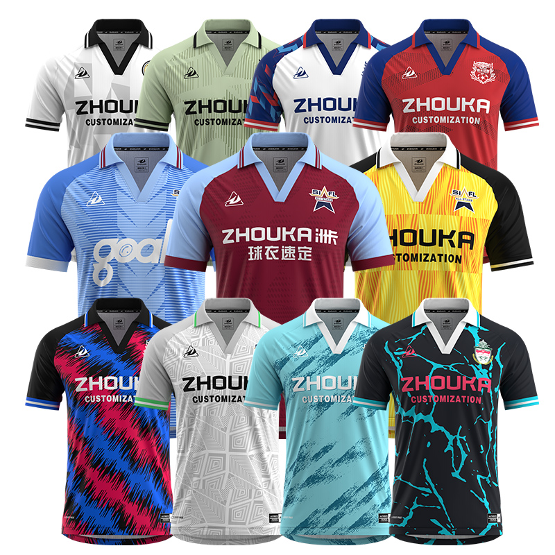 Custom Sublimation Breathable Retro Soccer Jersey Shirts Embroidery Logo V-neck Lapels Collar Vintage Football Shirts Tops